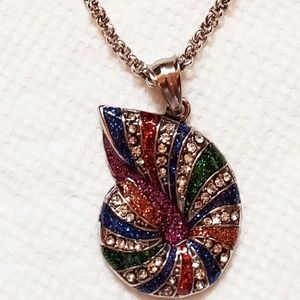 Sterling silver necklace w/ multicolored Crystal's